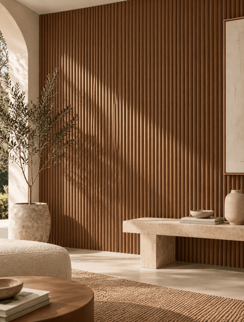 Walnut Mini Round | Fluted Panel 2.8M - Delaco Panels®