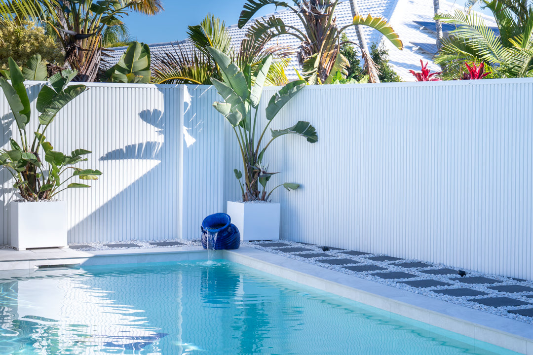 Pool fence with planting