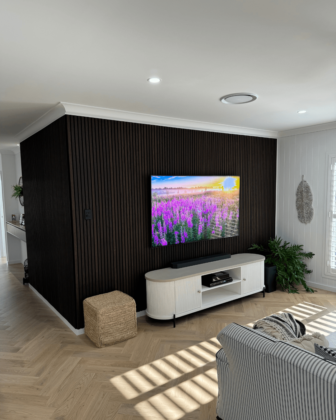 A Gold Coast customer transformed their TV room into a modern, cozy space - Delacopanels