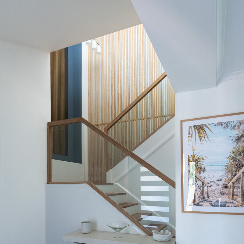 Acoustic slat panels on a feature wall
